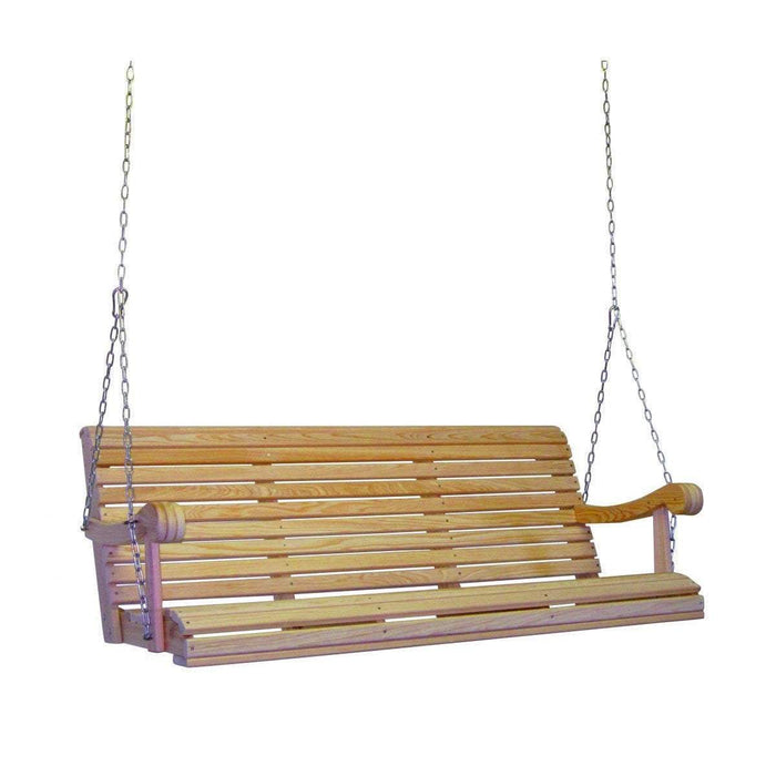 Hershy Way Grandpa Series 5ft. Cypress Porch Swing on a covered porch