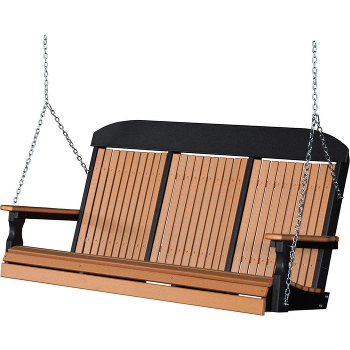 LuxCraft Classic Highback 5ft. recycled poly porch swing, a wider frame built for higher weight capacity
