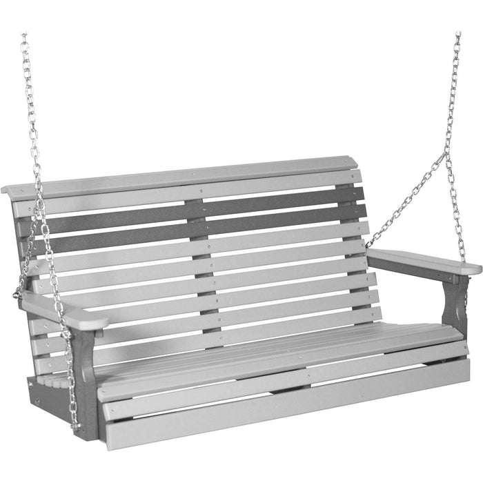 LuxCraft rollback-style recycled plastic porch swing