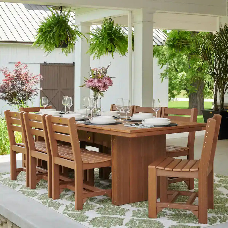 LuxCraft Urban Rectangular Dining Table 36x96 - slab-leg design detail