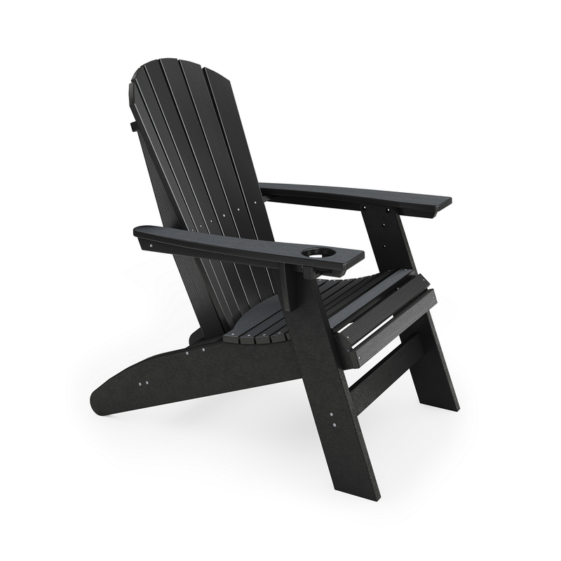SoPoly St Simons Curved Back Adirondack Chair in Black