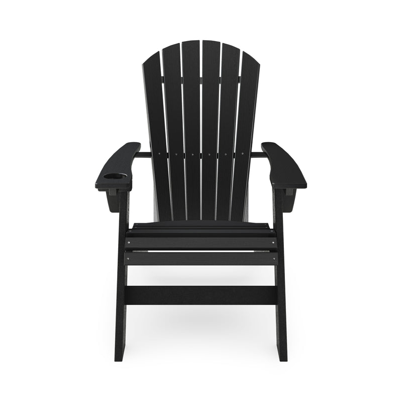 SoPoly St Simons Curved Back Adirondack Chair in Black, front view