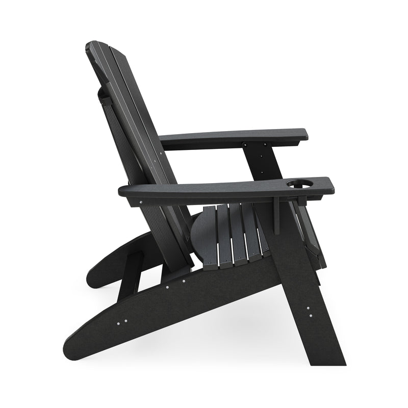 SoPoly St Simons Curved Back Adirondack Chair in Black, side view