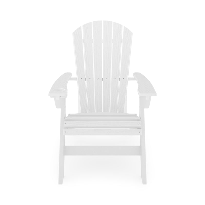 SoPoly St Simons Curved Back Adirondack Chair in Destin White, front view