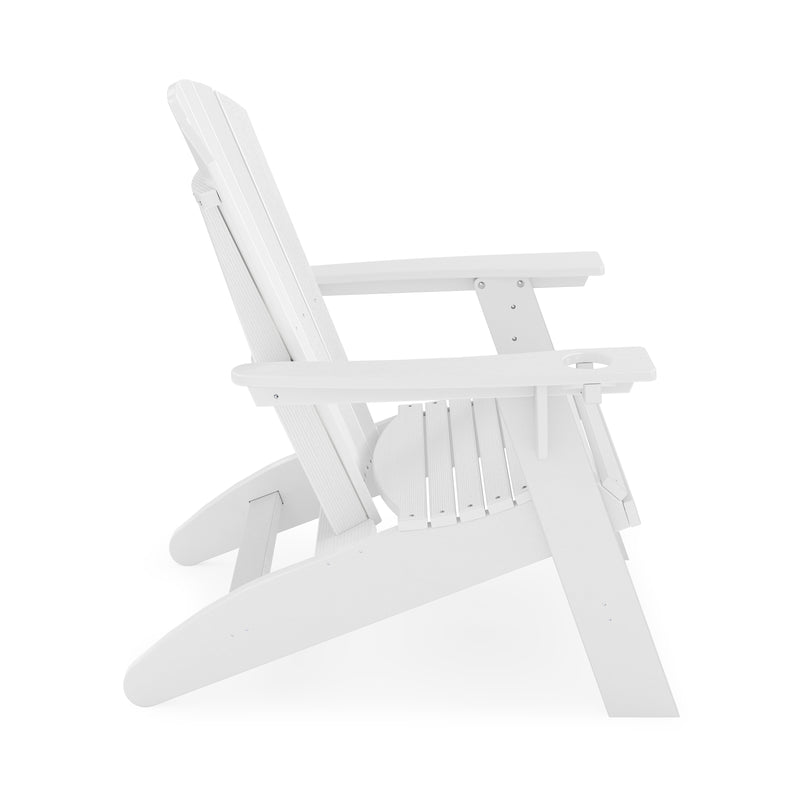 SoPoly St Simons Curved Back Adirondack Chair in Destin White, side view