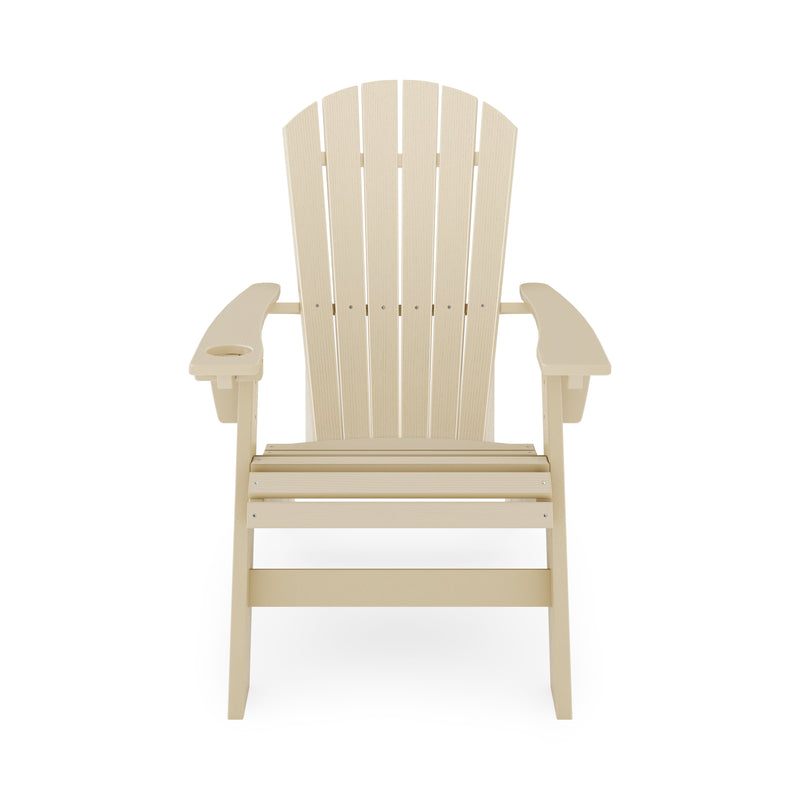 SoPoly St Simons Curved Back Adirondack Chair in Tybee Sand, front view