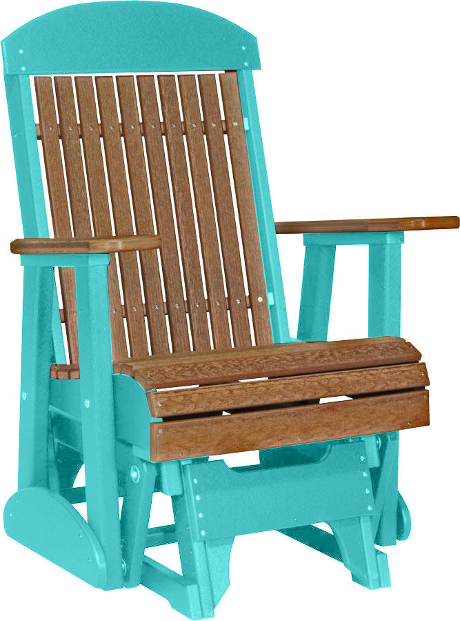 LuxCraft Antique Mahogany 2 foot Classic Highback Recycled Plastic Glider Chair