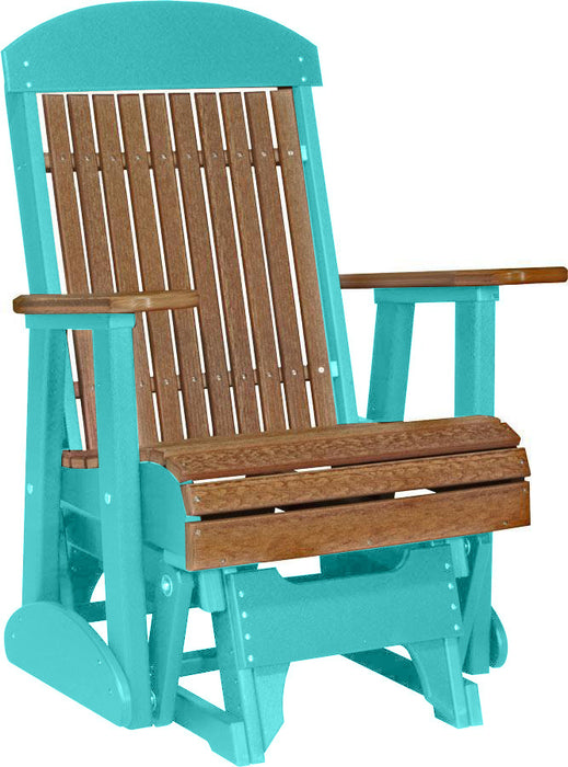 LuxCraft Antique Mahogany 2 foot Classic Highback Recycled Plastic Glider Chair