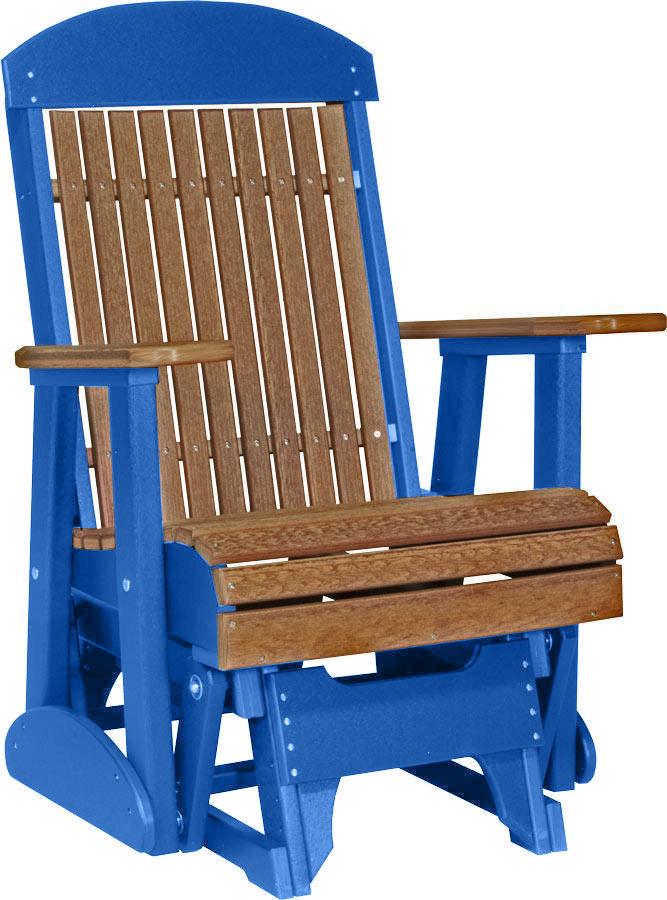 LuxCraft Antique Mahogany 2 foot Classic Highback Recycled Plastic Glider Chair
