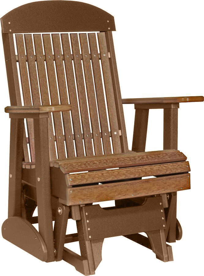 LuxCraft Antique Mahogany 2 foot Classic Highback Recycled Plastic Glider Chair