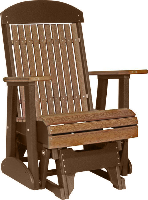 LuxCraft Antique Mahogany 2 foot Classic Highback Recycled Plastic Glider Chair