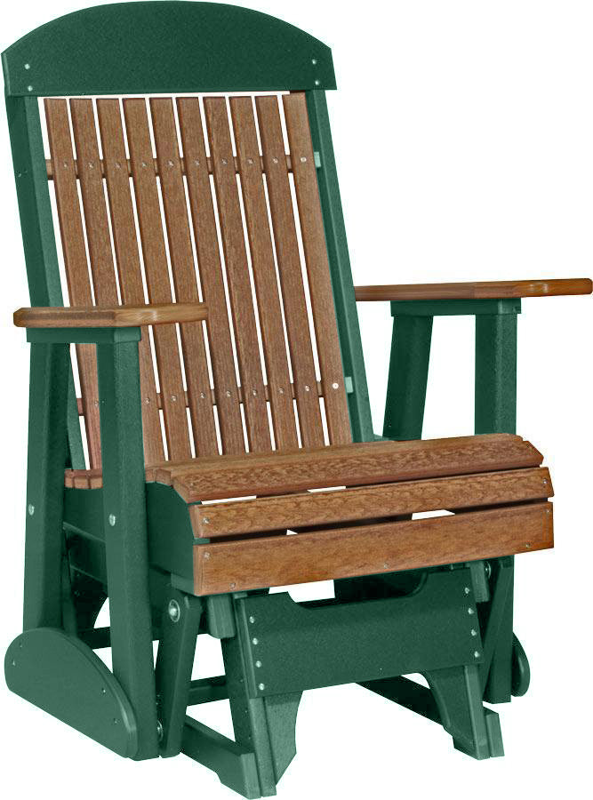 LuxCraft Antique Mahogany 2 foot Classic Highback Recycled Plastic Glider Chair