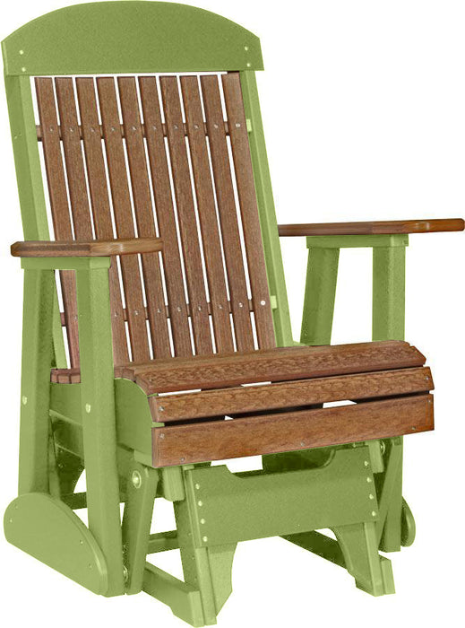 LuxCraft Antique Mahogany 2 foot Classic Highback Recycled Plastic Glider Chair