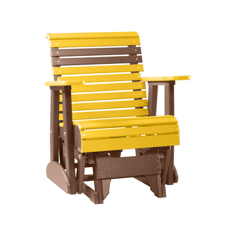 LuxCraft Yellow 2 foot Rollback Recycled Plastic Glider Chair With Cup Holder