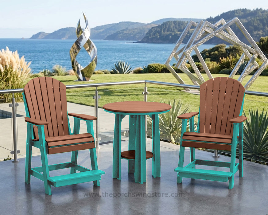 LuxCraft Aruba Blue on Antique Mahogany Poly Balcony Table Dining Sets
