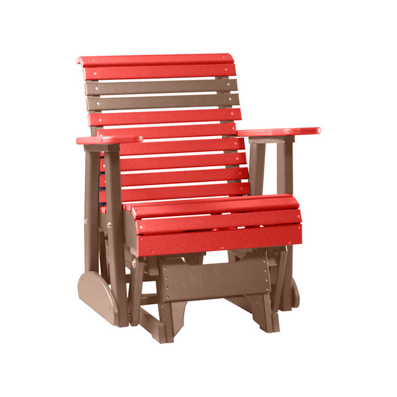 LuxCraft Red 2 foot Rollback Recycled Plastic Glider Chair With Cup Holder