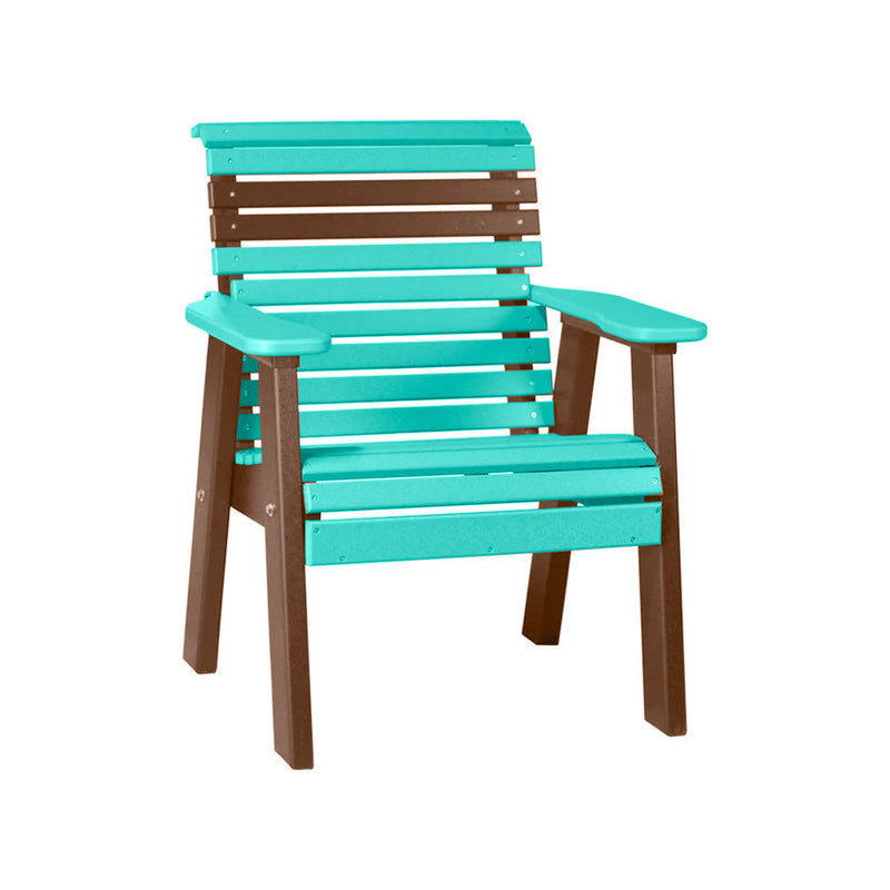 LuxCraft Aruba Blue 2' Rollback Recycled Plastic Chair With Cup Holder
