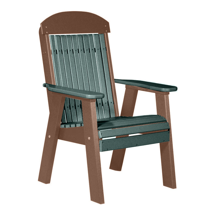 LuxCraft Green 2' Classic Highback Recycled Plastic Chair With Cup Holder