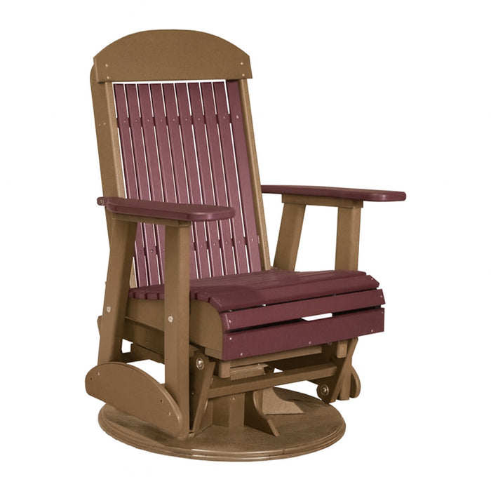 LuxCraft Cherrywood 2 foot Classic Highback Recycled Plastic Swivel Glider Chair