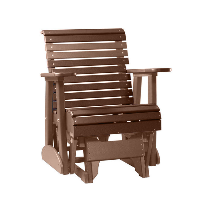 LuxCraft Chestnut Brown 2 foot Rollback Recycled Plastic Glider Chair With Cup Holder