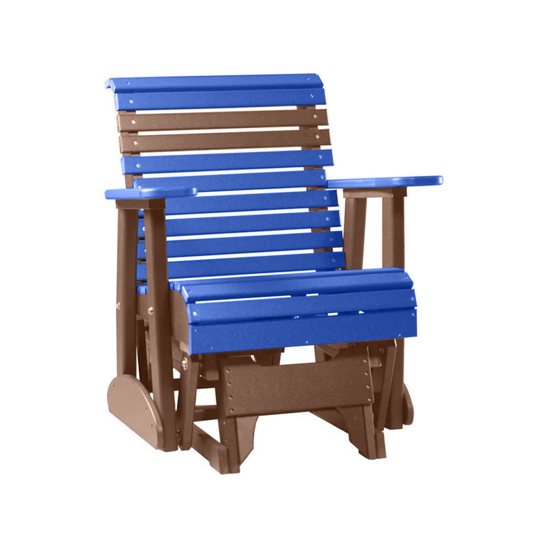 LuxCraft Blue 2 foot Rollback Recycled Plastic Glider Chair With Cup Holder