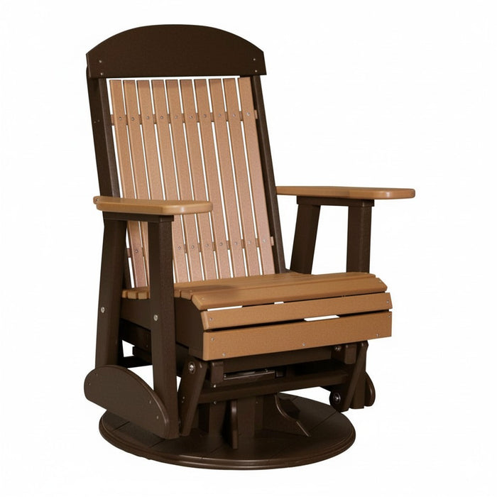 LuxCraft Cedar 2 foot Classic Highback Recycled Plastic Swivel Glider Chair