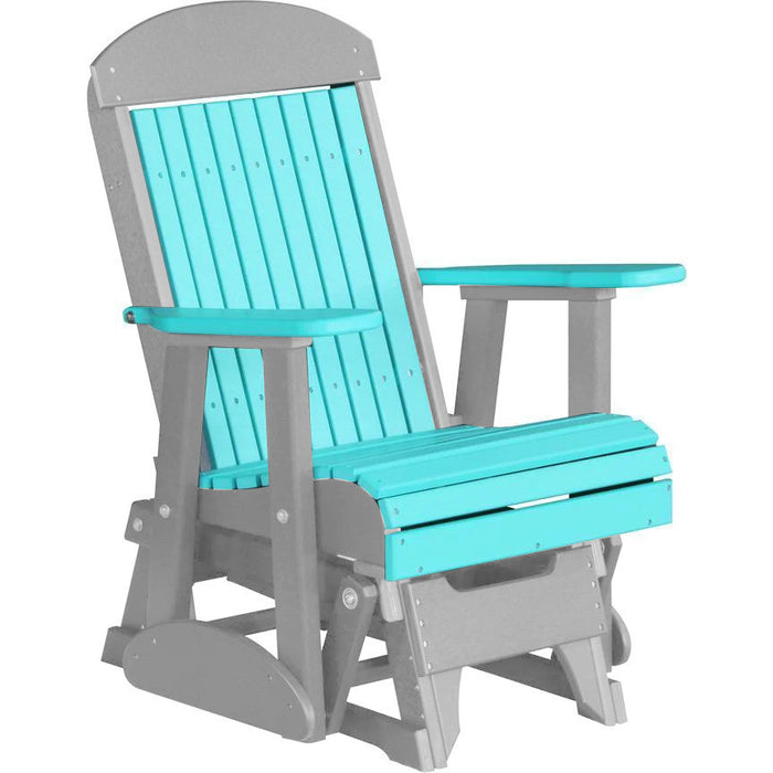 LuxCraft Aruba Blue 2 foot Classic Highback Recycled Plastic Glider Chair with Cup Holder