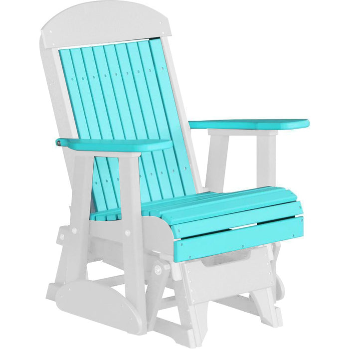 LuxCraft Aruba Blue 2 foot Classic Highback Recycled Plastic Glider Chair with Cup Holder