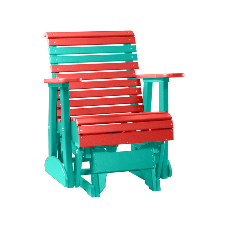 LuxCraft Red 2 foot Rollback Recycled Plastic Glider Chair With Cup Holder