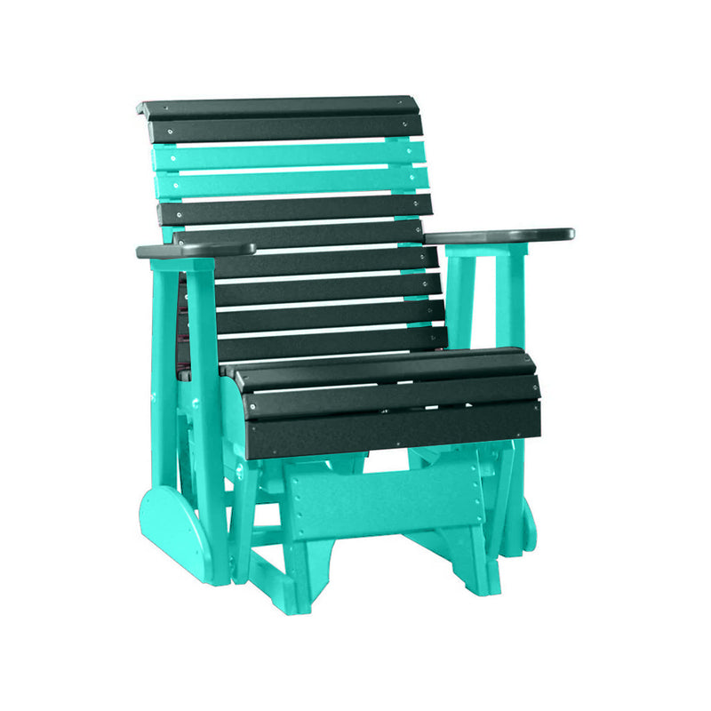 LuxCraft Green 2 foot Rollback Recycled Plastic Glider Chair With Cup Holder
