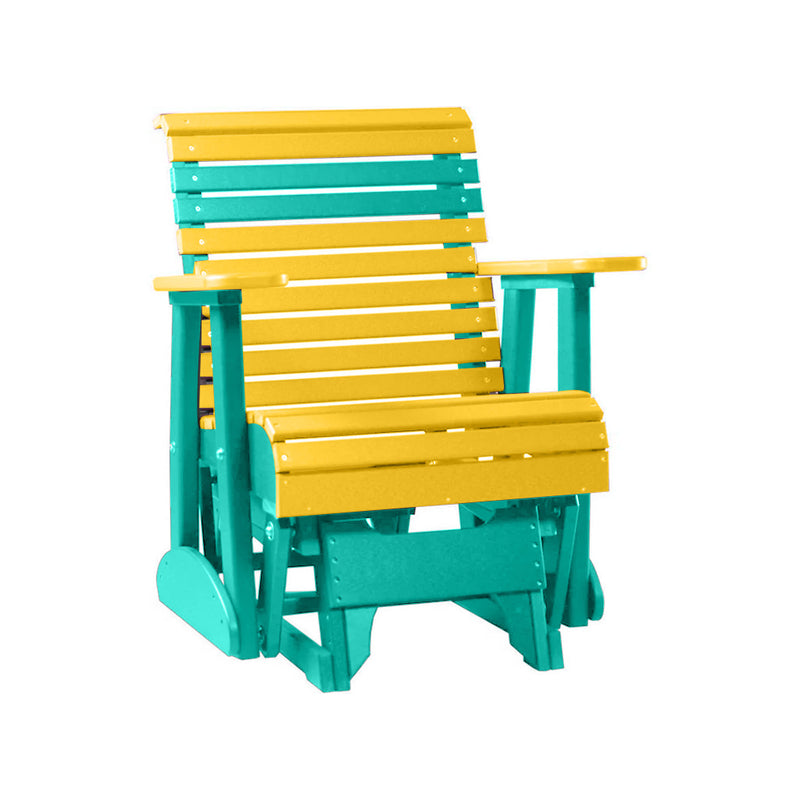 LuxCraft Yellow 2 foot Rollback Recycled Plastic Glider Chair With Cup Holder