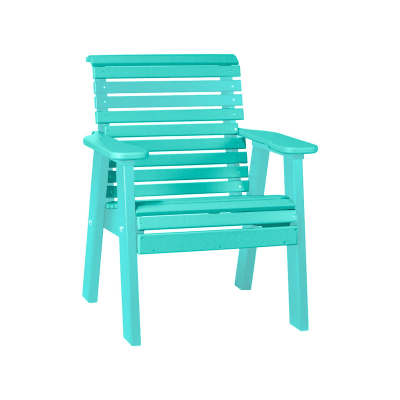 LuxCraft Aruba Blue 2' Rollback Recycled Plastic Chair With Cup Holder