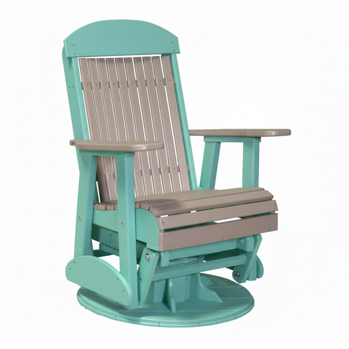 LuxCraft Weatherwood 2 foot Classic Highback Recycled Plastic Swivel Glider Chair