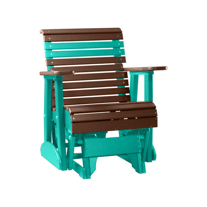 LuxCraft Chestnut Brown 2 foot Rollback Recycled Plastic Glider Chair With Cup Holder