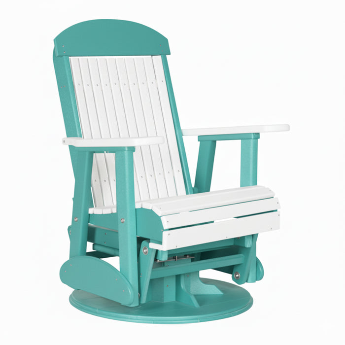 LuxCraft White 2 foot Classic Highback Recycled Plastic Swivel Glider Chair With Cup Holder