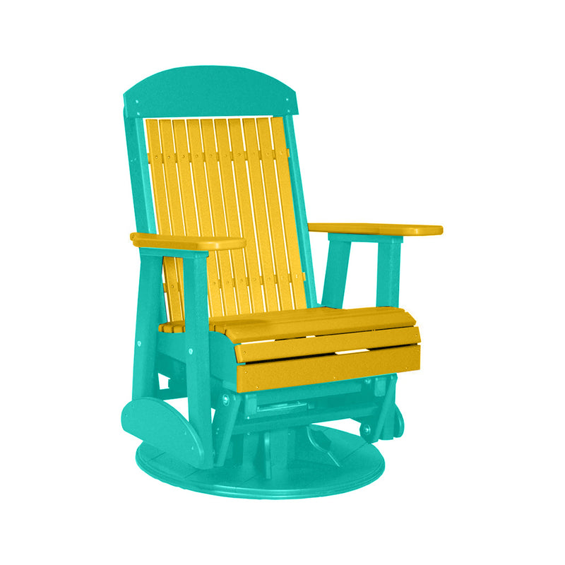 LuxCraft Yellow 2 foot Classic Highback Recycled Plastic Swivel Glider Chair