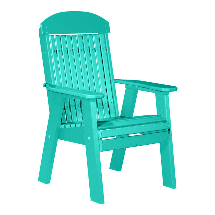 LuxCraft Aruba Blue 2' Classic Highback Recycled Plastic Chair With Cup Holder