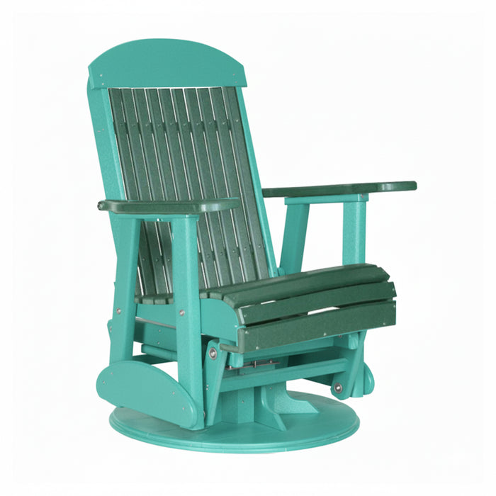 LuxCraft Green 2 foot Classic Highback Recycled Plastic Swivel Glider Chair