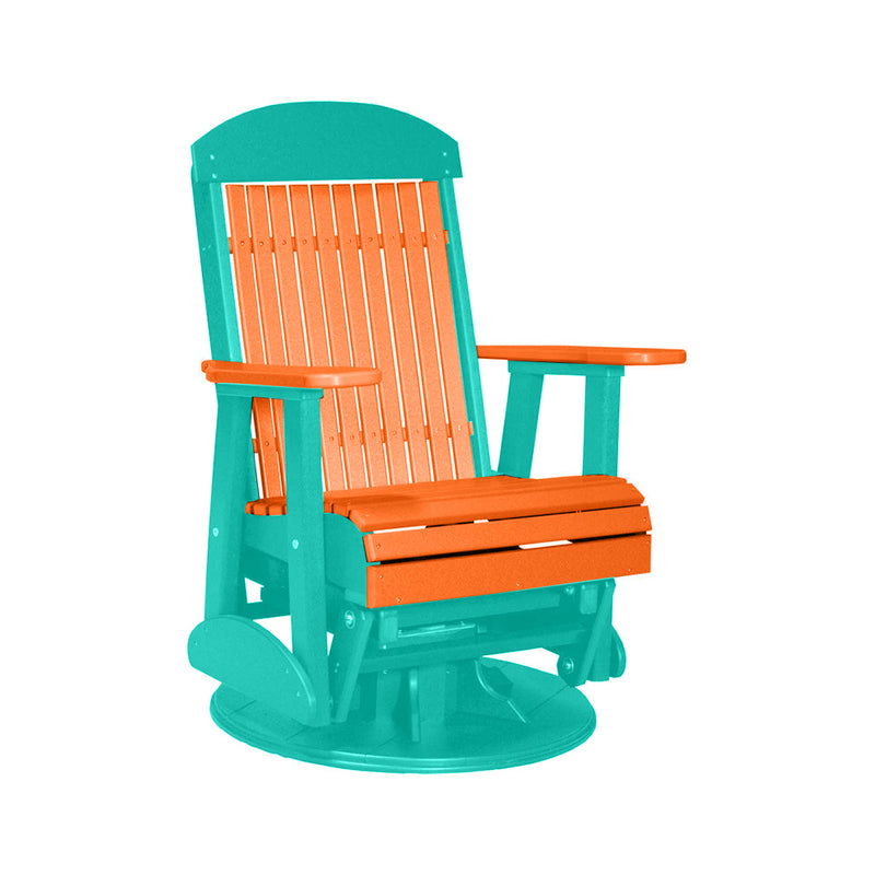 LuxCraft Tangerine 2 foot Classic Highback Recycled Plastic Swivel Glider Chair