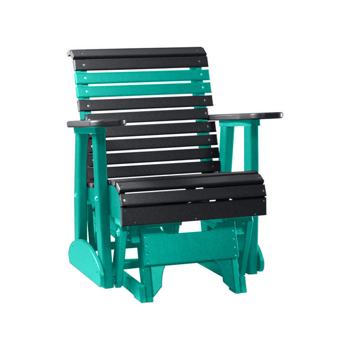 LuxCraft Black 2 foot Rollback Recycled Plastic Glider Chair With Cup Holder