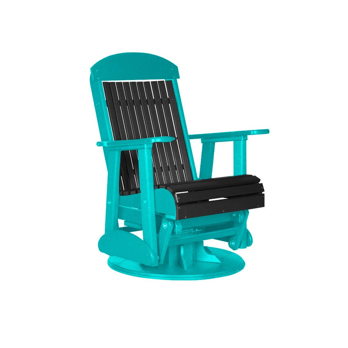 LuxCraft Black 2 foot Classic Highback Recycled Plastic Swivel Glider Chair