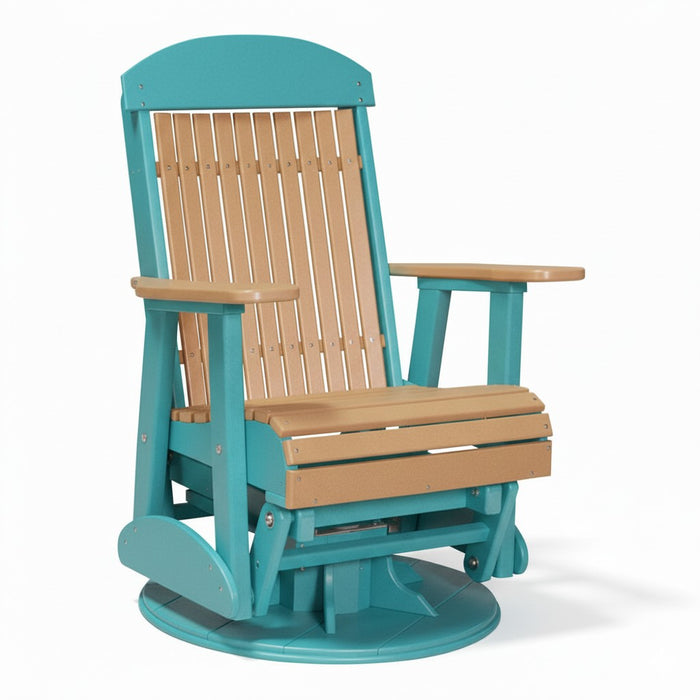 LuxCraft Cedar 2 foot Classic Highback Recycled Plastic Swivel Glider Chair