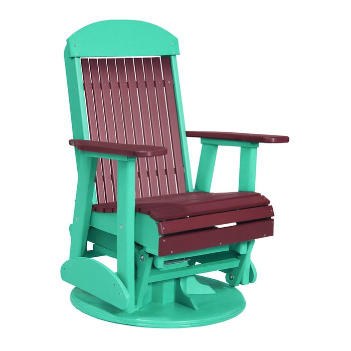 LuxCraft Cherry wood 2 foot Classic Highback Recycled Plastic Swivel Glider Chair