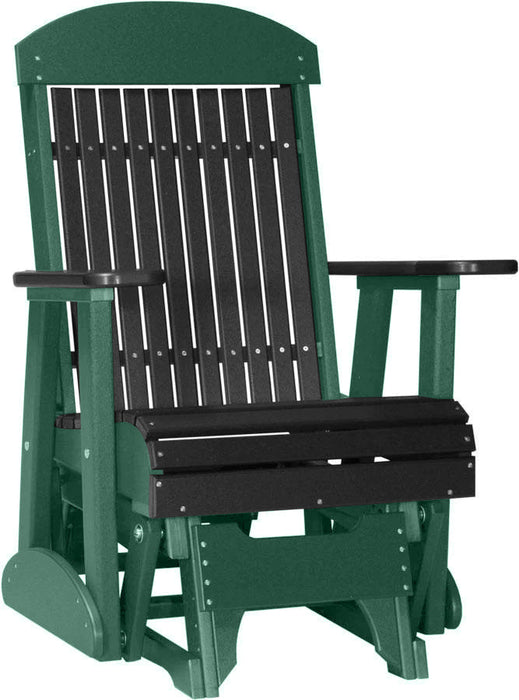 LuxCraft Black 2 foot Classic Highback Recycled Plastic Glider Chair with Cup Holder