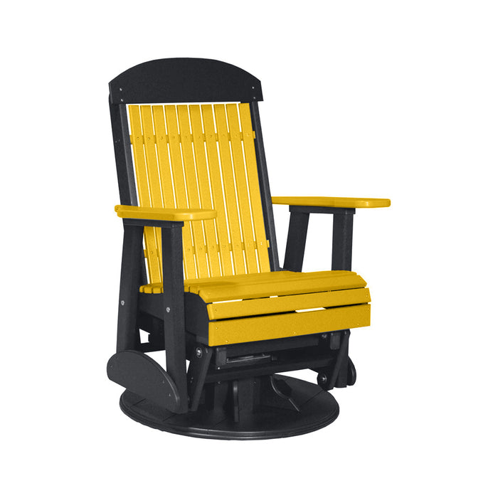 LuxCraft Yellow 2 foot Classic Highback Recycled Plastic Swivel Glider Chair With Cup Holder