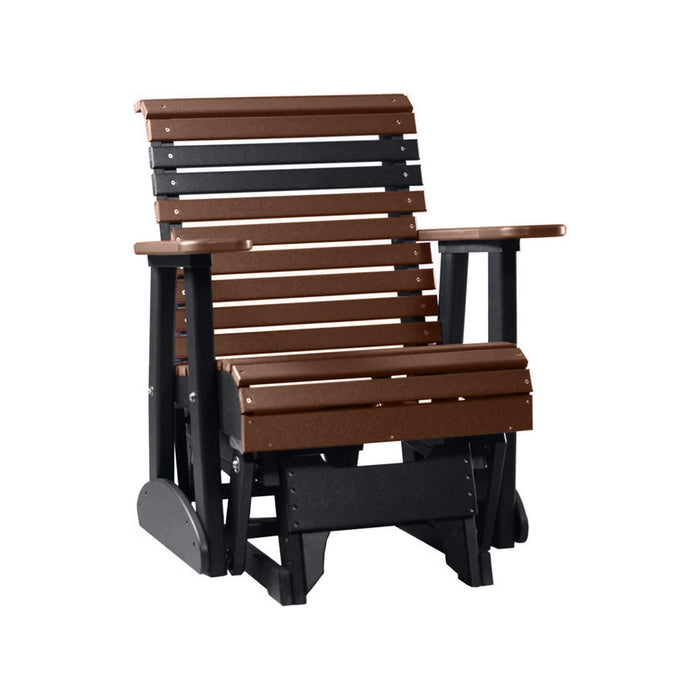 LuxCraft Chestnut Brown 2 foot Rollback Recycled Plastic Glider Chair With Cup Holder