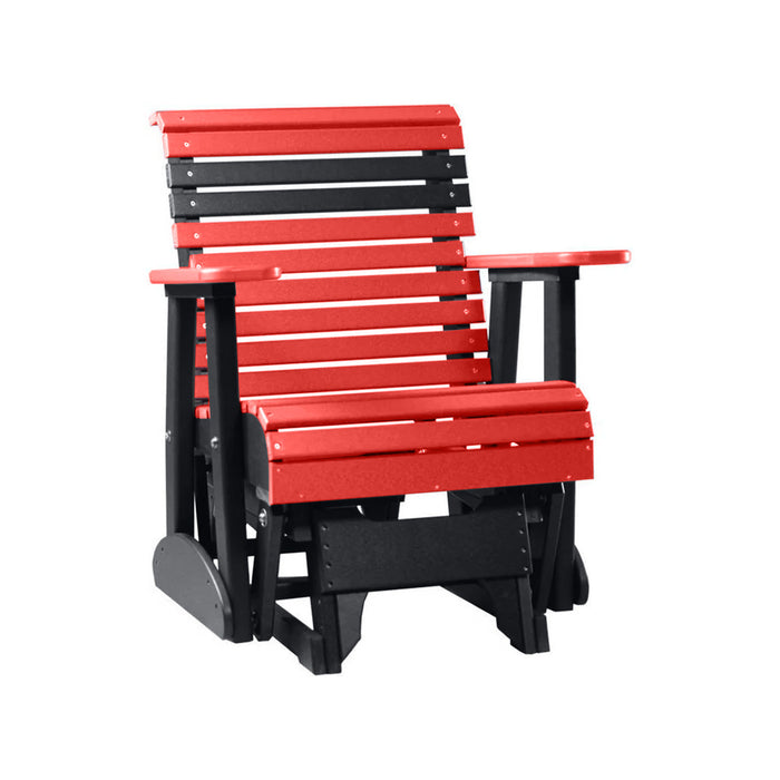 LuxCraft Red 2 foot Rollback Recycled Plastic Glider Chair With Cup Holder