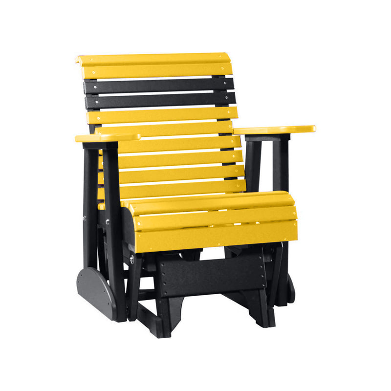 LuxCraft Yellow 2 foot Rollback Recycled Plastic Glider Chair With Cup Holder