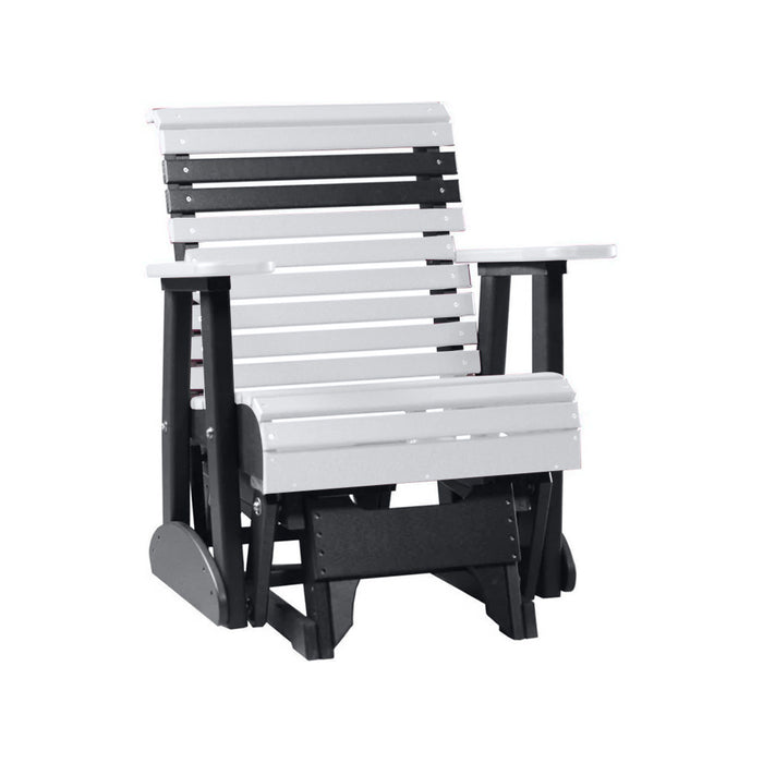 LuxCraft White 2 foot Rollback Recycled Plastic Glider Chair With Cup Holder