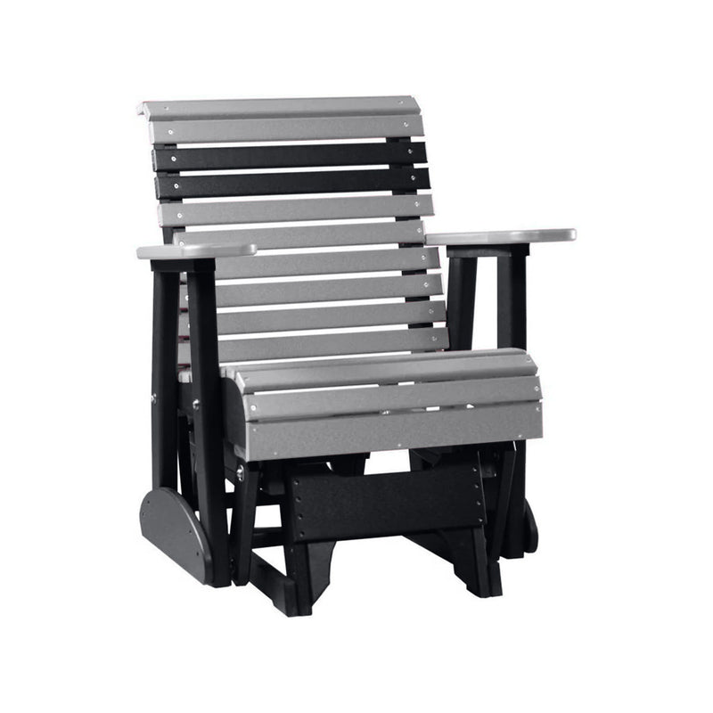 LuxCraft Gray 2 foot Rollback Recycled Plastic Glider Chair